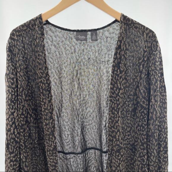 CHICO’S TRAVELERS Animal Print Cardigan Evening Wear Gold & Black Sparkle SZ XL - Picture 5 of 11